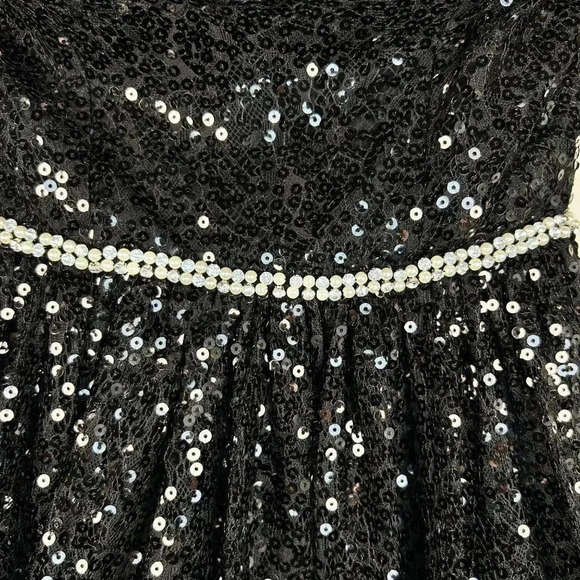 City Triangle Sequin Party Dress Size 1 Small Pearl Rhinestone New Year’s Formal - Picture 3 of 11